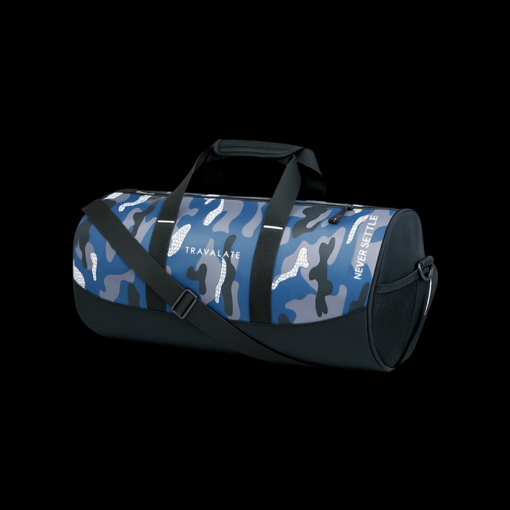 Travalate Camouflage Print Sports Duffle Gym Bag (Polyester, Blue, Grey)