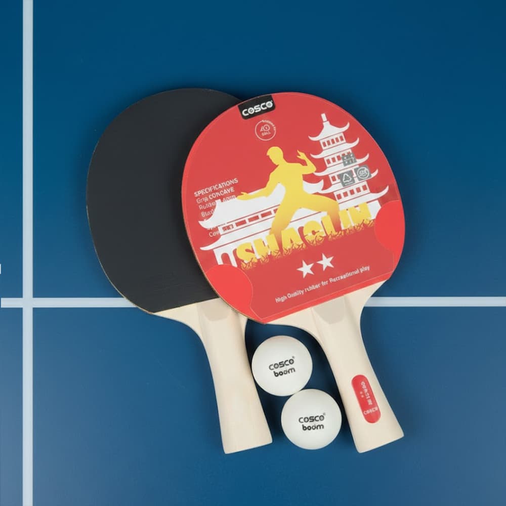 Cosco Shaolin 2 Star Rubber Table Tennis Set (Red, Black)